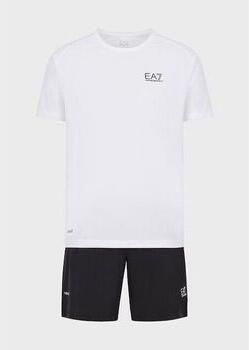 Emporio Armani EA7 Back Print T-Shirt Shorts Set White- Heren White