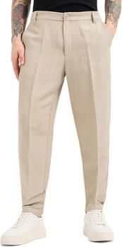 Armani Exchange Tapered fit linnen broek met persplooien