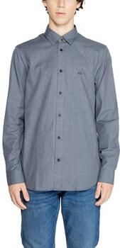 Emporio Armani Blauwe Microfantasia Logo Shirt Blue Heren