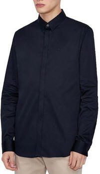 Armani Blauw effen overhemd met lange mouwen Blauw Heren - Foto 5