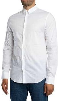 Armani Exchange Stretch Poplin Overhemd Klassiek Slim Fit White Heren - Foto 4