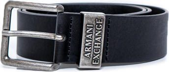 Armani Exchange Zwarte leren riem met gespsluiting Black Heren