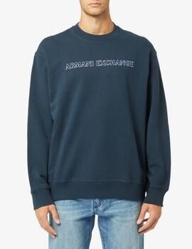 Armani Exchange Blauwe Stretch Interlock Sweater Logo Print Blue Heren - Foto 5