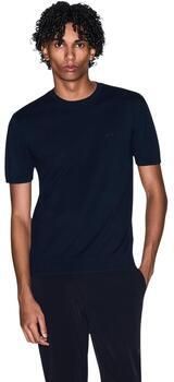 Armani Exchange Handtekening Logo Katoenen T-Shirt Blue Heren