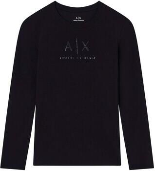 Armani Exchange Shirt met lange mouwen ronde hals en labelprint