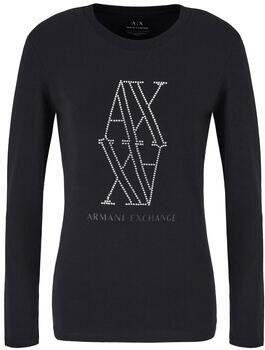 Armani Exchange Shirt met lange mouwen en strass-steentjes