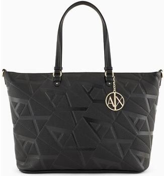 Armani Exchange Zwarte Bedrukte Handtas met Schouderband Black Dames