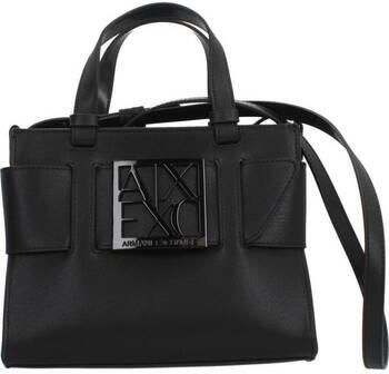 Armani Exchange Stijlvolle Polyurethaan Handtas met Polyester Voering Black Dames