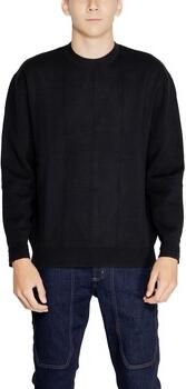 Armani Exchange Geruite gebreide trui met lange mouwen en ronde hals Black Heren