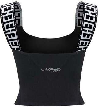 Ed Hardy T-shirt Korte Mouw Tiger glow tape crop tank top black