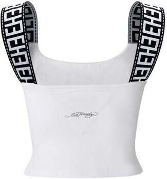 Ed Hardy T-shirt Korte Mouw Tiger glow tape crop tank top white - Foto 3