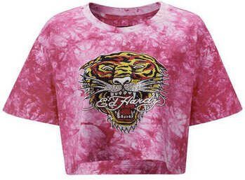 Ed Hardy T-shirt Korte Mouw Los Tigre Grop Top Rosa