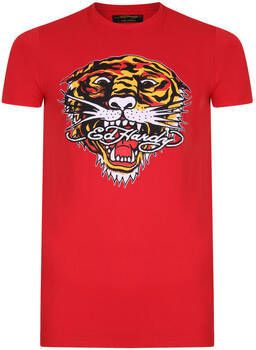 Ed Hardy T-shirt Korte Mouw Tiger mouth graphic t-shirt red