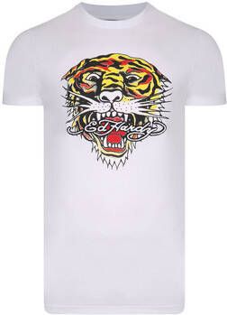 Ed Hardy T-shirt Korte Mouw Tiger mouth graphic t-shirt white