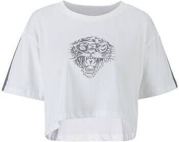 Ed Hardy T-shirt Tiger glow crop top white