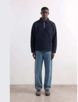 Edmmond Studios Trui Unconventional Zip Logo Plain Navy
