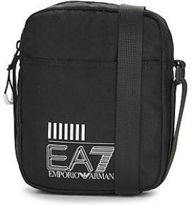 Emporio Armani EA7 Kleine zwarte nylon schoudertas met verstelbare band Zwart Heren