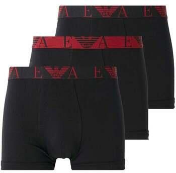 Emporio Armani Boxers Stretch Cotton Logo 3 Pack Trunks Black Red