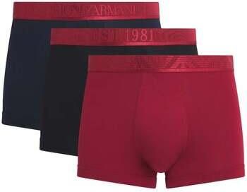 Emporio Armani Boxers Stretch Cotton Logo 3 Pack Trunks Black Red