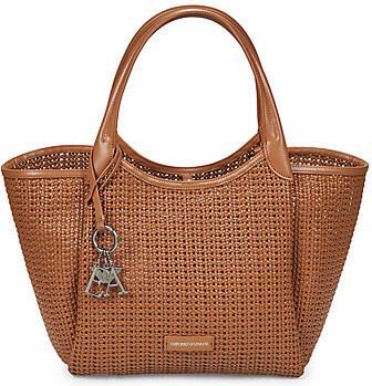 Emporio Armani Karamel geweven handtas met metalen bedel Brown Dames - Foto 5