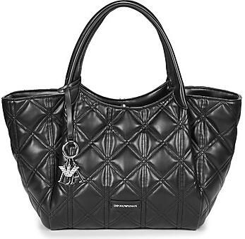 Emporio Armani Zwarte Diamant Gestikte Logo Charme Tas Black Dames