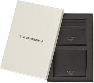 Emporio Armani Minimalistische Portemonnee met Logo en Kaartsleuven Black Heren
