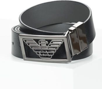 Emporio Armani Omkeerbare Grijze Riem met Metalen Adelaar Logo Gesp Black Heren