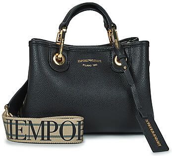 Emporio Armani Shoppers Shopping S With Chain Suede+Vitello Liscio Shopp in zwart