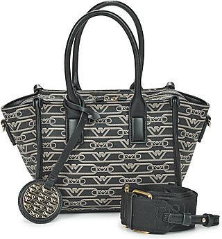 Emporio Armani Zwarte Monogram Logo Winkel Tas met Verstelbare Band Black Dames - Foto 6