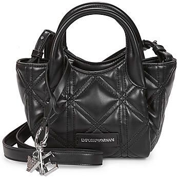 Emporio Armani Zwarte Diamant-Gestikte Trapeze Tas Black Dames