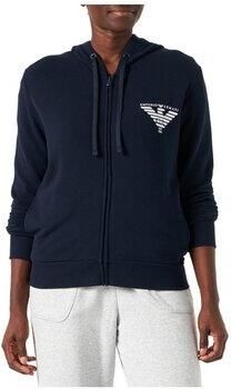 Emporio Armani Blauwe Zip Hoodie met Bedrukt Logo Blue Dames