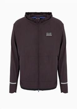 Emporio Armani EA7 Zwarte Sweater met Logo Print Brown Heren