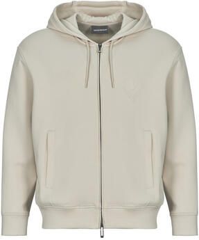 Emporio Armani Hoodie Met Logo Reliëf En Rits Beige Heren - Foto 4