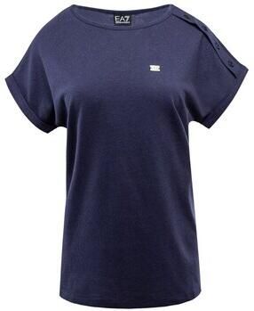Emporio Armani EA7 Dames T-shirt Navy Blauw Katoen Korte Mouw Ronde Hals Blue Dames - Foto 2