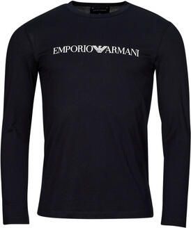 Emporio Armani Heren Slim-Fit T-Shirt van Katoen met Lange Mouwen Blue Heren