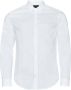 Emporio Armani Witte Stretch Stof Shirt Klassieke Kraag Lange Mouw Adelaar Borduurwerk White Heren - Thumbnail 1