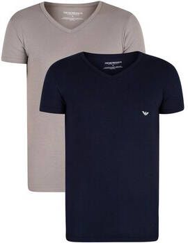 Emporio Armani Pyjama's nachthemden Set van 2 lounge T-shirts met V-hals