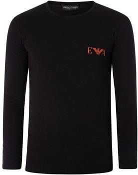 Emporio Armani Pyjama's nachthemden T-shirt met lange mouwen en logo op de borst