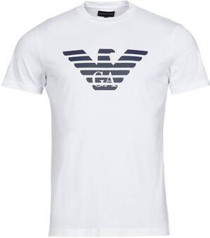 Emporio Armani Witte T-shirts en Polos Gestreept Logo T-shirt White Heren