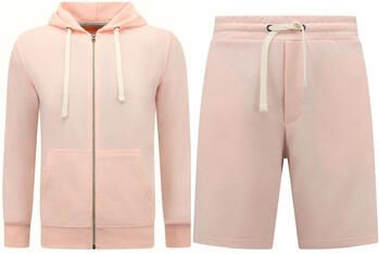 Enos Trainingspak Hoodie Rits Jogging Shorts SET Pink