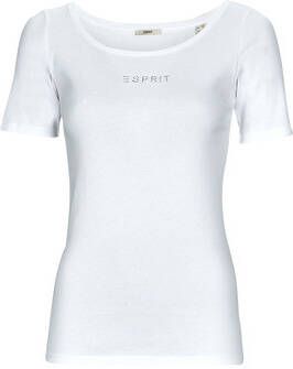 Esprit T-shirt met ronde hals en siersteentjes