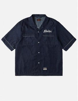 Evisu Overhemd Korte Mouw 2ESHTM6SS1028 HT DENIM SS SHIRT W LOGO E-INDR RINSE INDIGO