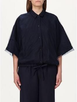 Fabiana Filippi Tule Blouse met Overhemdkraag Blue Dames