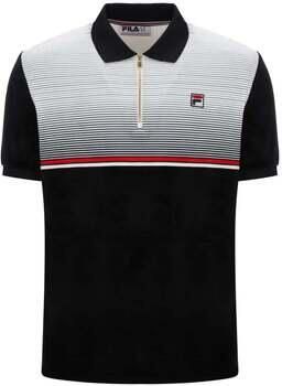 Fila Polo Shirt Korte Mouw Paco Zip Stripe Velour Polo Shirt Black Gardenia Red