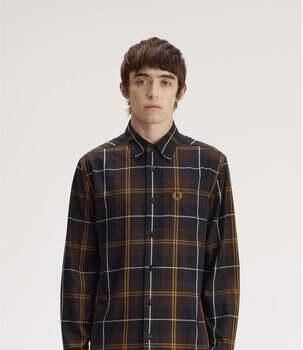 Fred Perry Overhemd Lange Mouw Twill Tartan Shirt Rich Brown