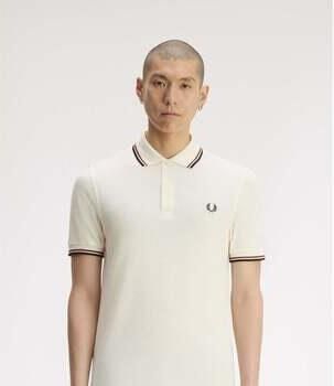 Fred Perry Polo Shirt Korte Mouw M3600 Twin Tipped Shirt Ecru Brandy Night Green
