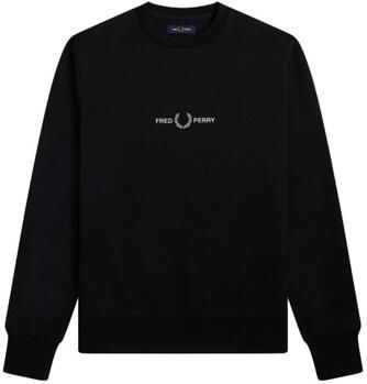 Fred Perry Heren Loopback Katoenen Sweatshirt met Geborduurd Grafisch Ontwerp Black Heren