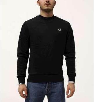 Fred Perry Heren Sweatshirt met Dubbele Streep Manchet Black Heren - Foto 4
