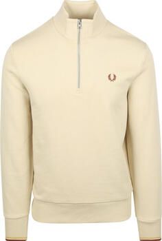 Fred Perry Half Zip Sweatshirt Ivoor Casual Trendy Beige Heren