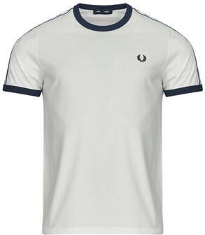 Fred Perry Wit Gestreept Schouder Geborduurd T-shirt White Heren - Foto 5